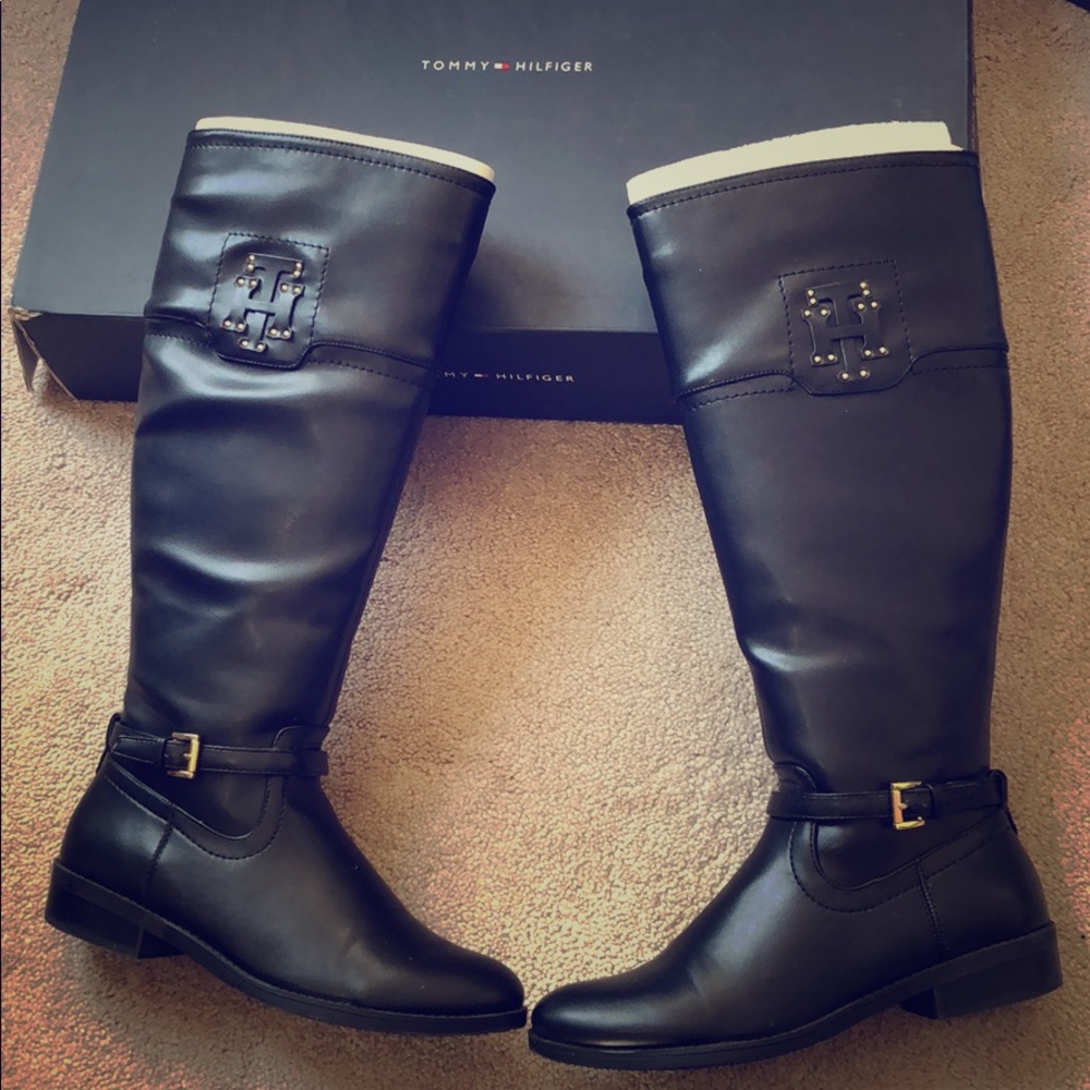 Tommy Hilfiger Riding Boot, Black, Size 7.5